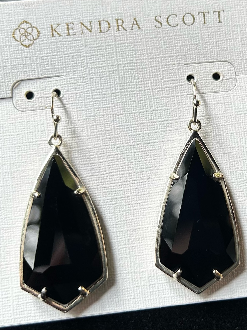 Kendra Scott Carla Drop Earrings in Black & Rhodium/Silver Tone